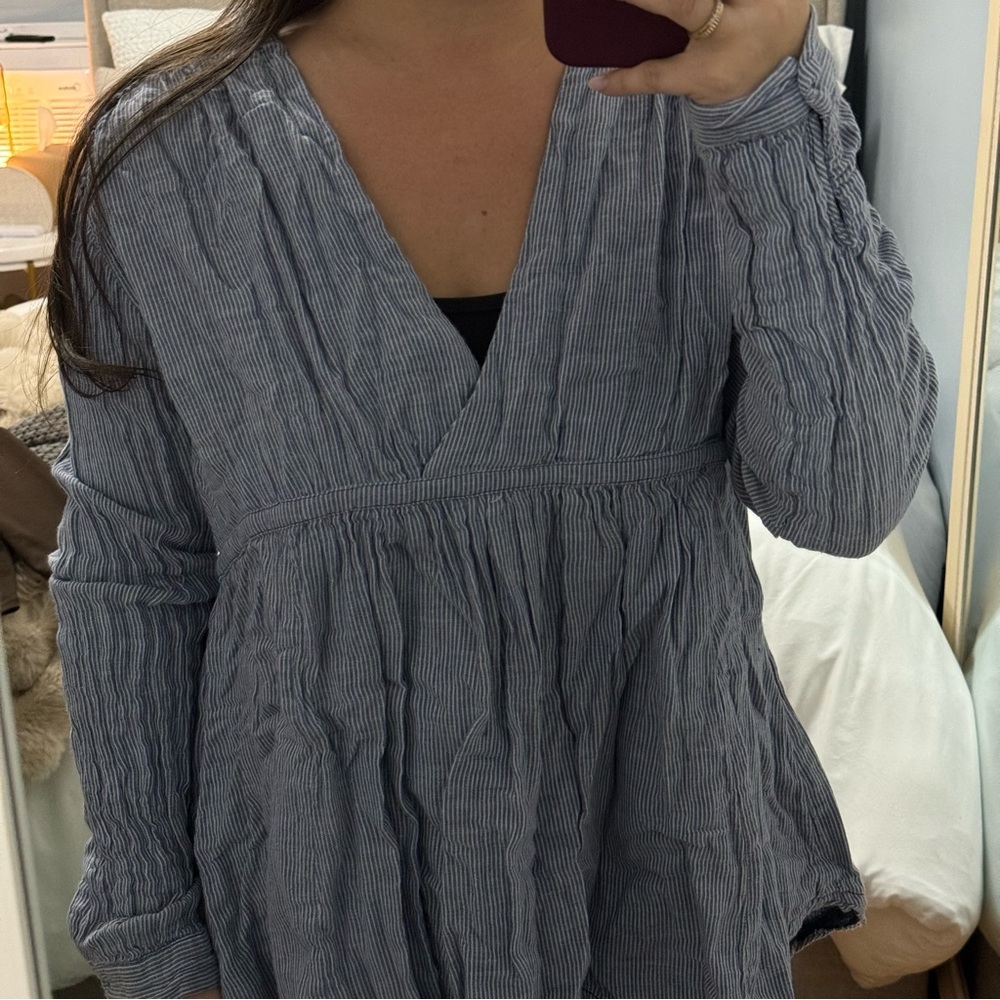 Free People Blue Striped Top